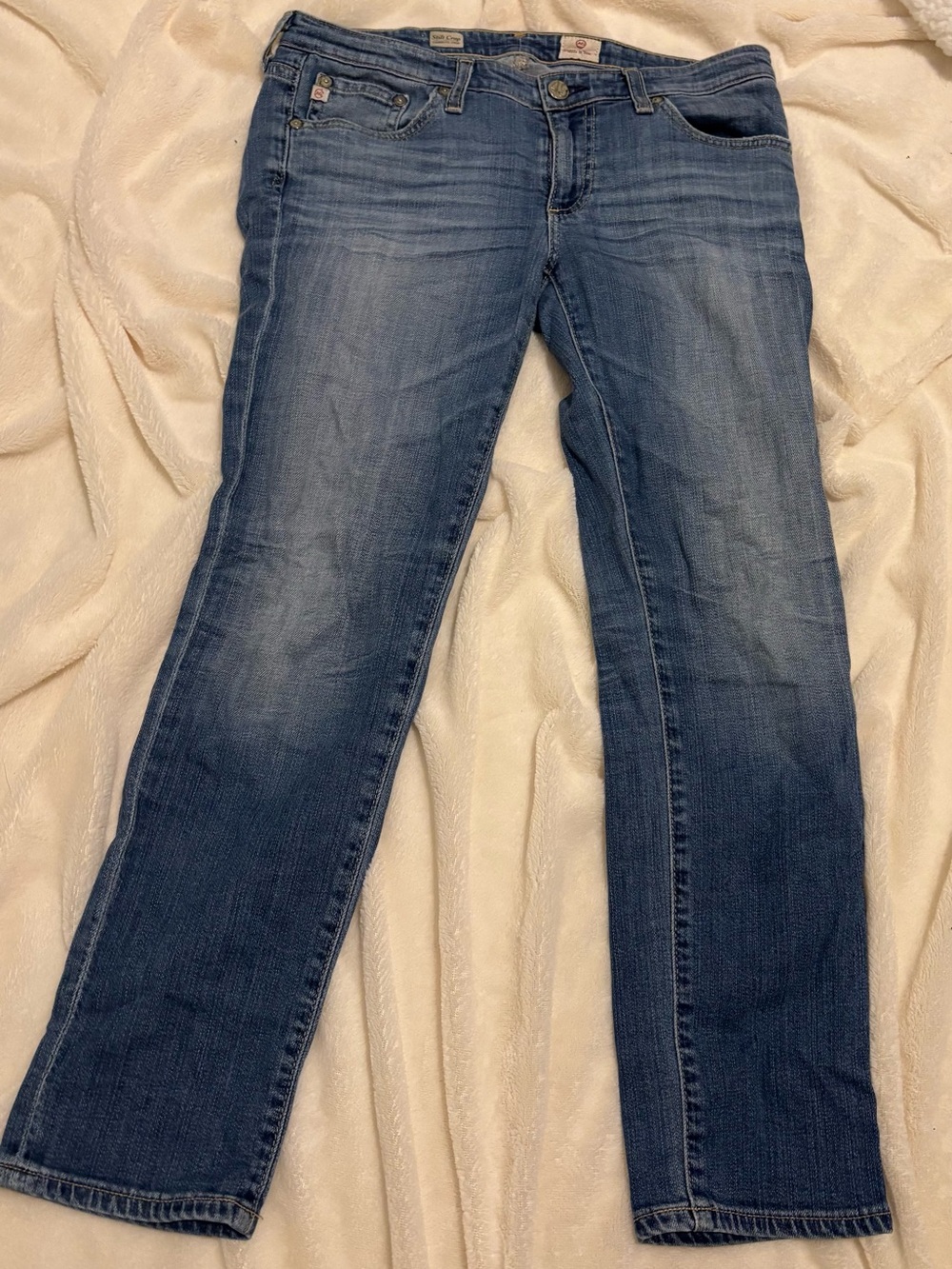 AG Adriano Goldschmied Stilt Cropped Cigarette Jeans in Mid Blue Wash